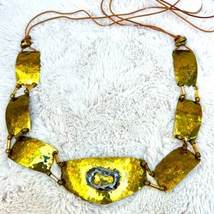 Vintage Hammered Brass Geode Belt